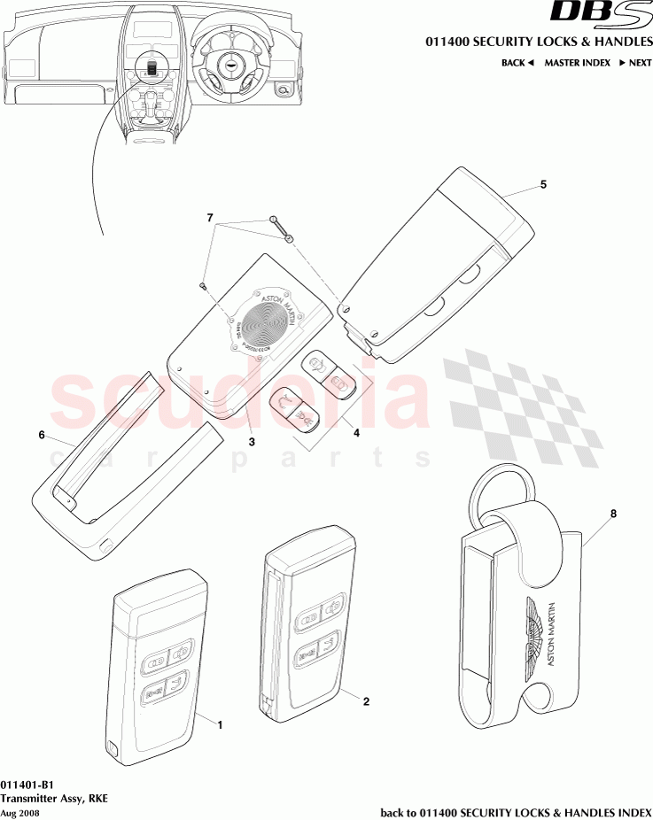 Transmitter Assembly, RKE of Aston Martin Aston Martin DBS V12