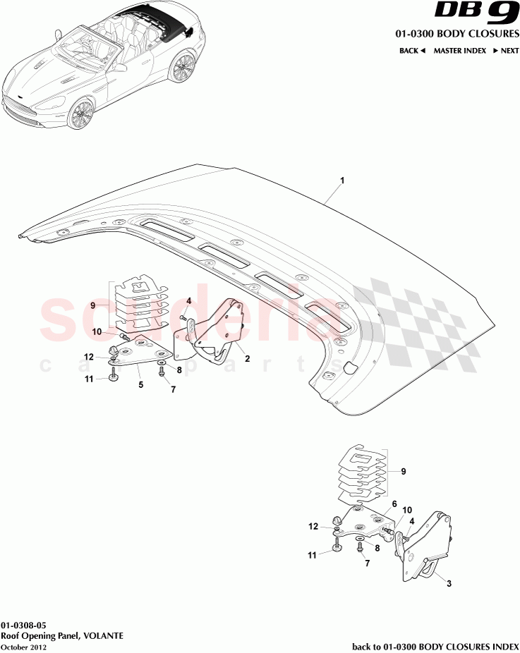 Roof Opening Panel, VOLANTE of Aston Martin Aston Martin DB9 (2013-2016)