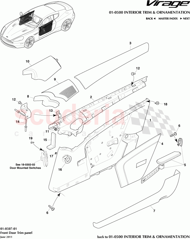 Front Door Trim panel of Aston Martin Aston Martin Virage