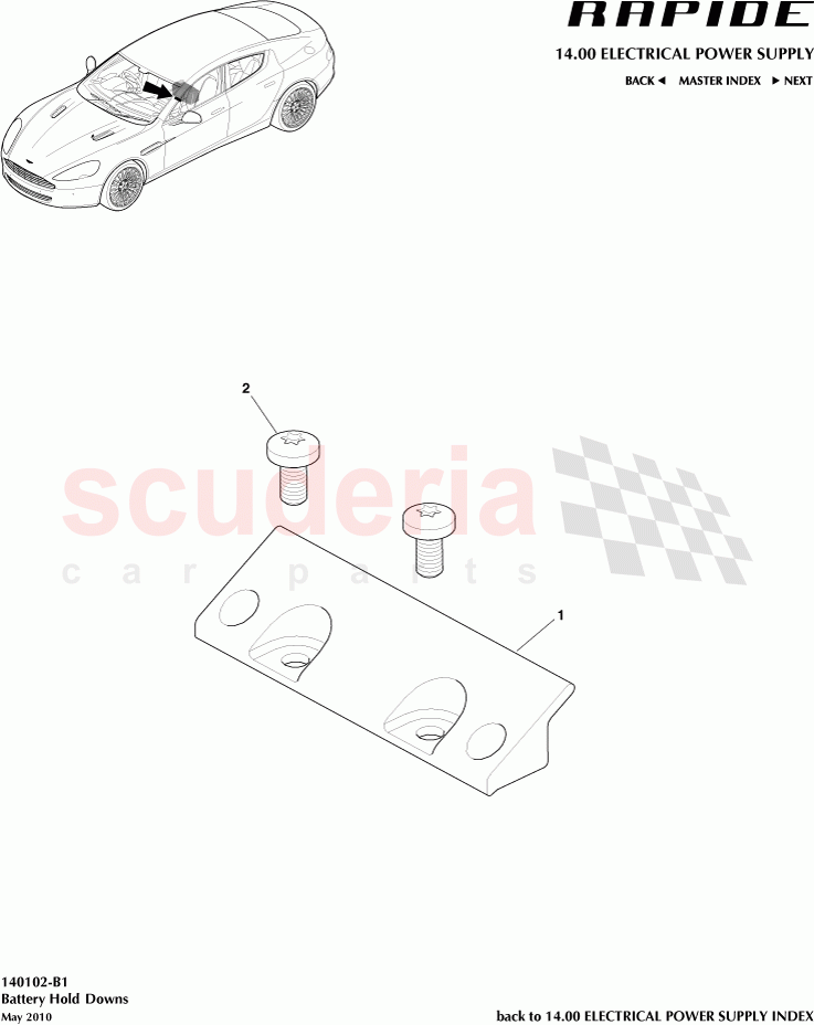 Battery Hold Downs of Aston Martin Aston Martin Rapide