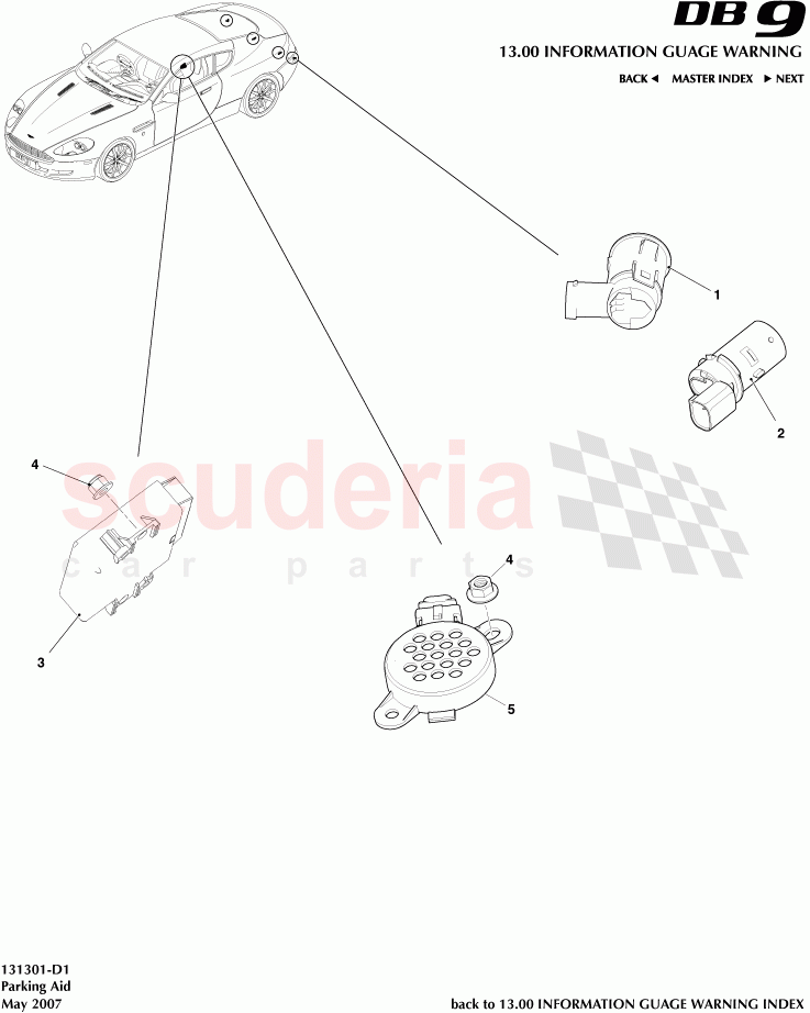 Parking Aid of Aston Martin Aston Martin DB9 (2004-2012)