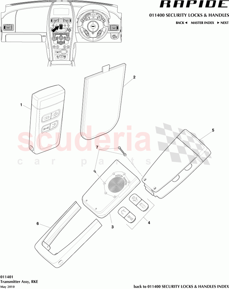 Transmitter Assembly, RKE of Aston Martin Aston Martin Rapide