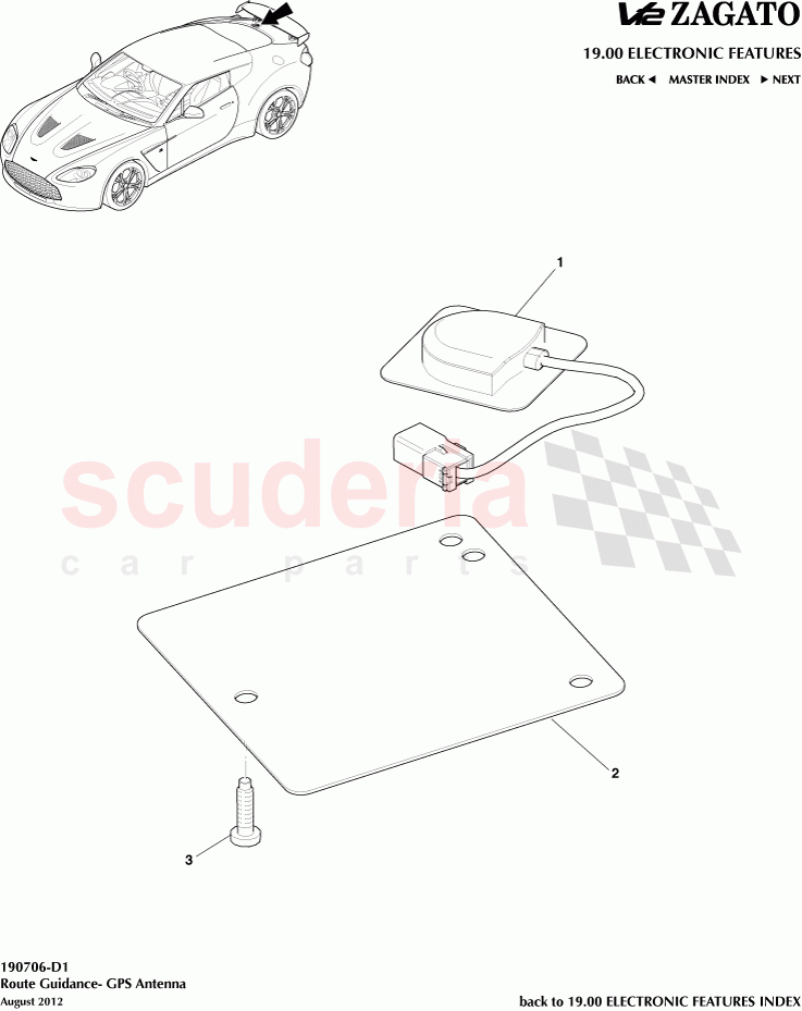 Route Guidance- GPS Antenna of Aston Martin Aston Martin V12 Zagato