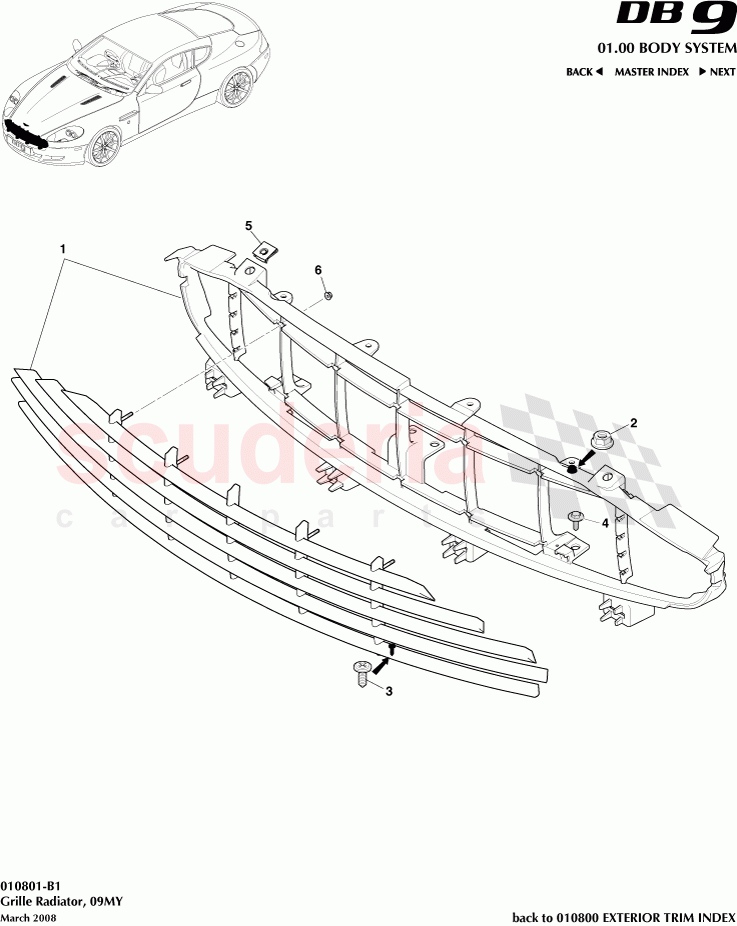 Grille Radiator (2009) of Aston Martin Aston Martin DB9 (2004-2012)