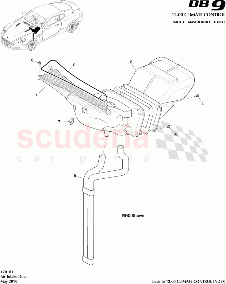 Air Intake Duct of Aston Martin Aston Martin DB9 (2004-2012)