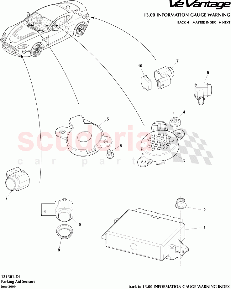 Parking Aid Sensors of Aston Martin Aston Martin V12 Vantage