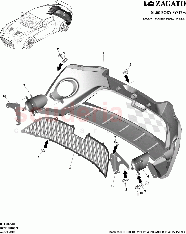 Rear Bumper of Aston Martin Aston Martin V12 Zagato