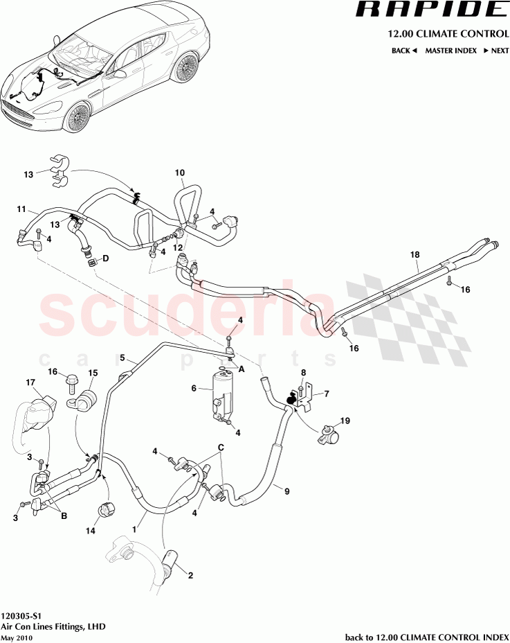 Air Con Lines Fittings (LHD) of Aston Martin Aston Martin Rapide