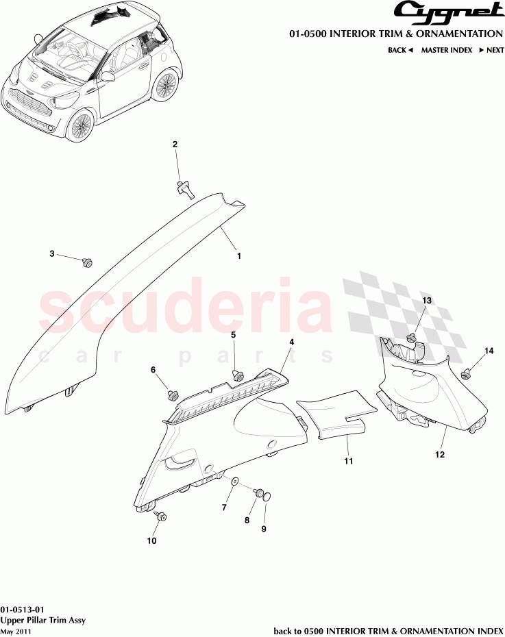 Upper Pillar Trim Assembly of Aston Martin Aston Martin Cygnet