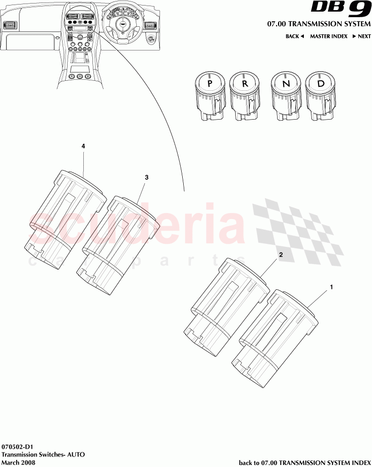 Transmission Switches (Auto) of Aston Martin Aston Martin DB9 (2004-2012)