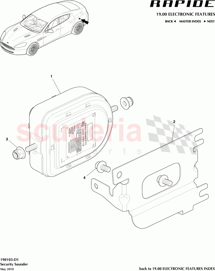 Security Sounder of Aston Martin Aston Martin Rapide