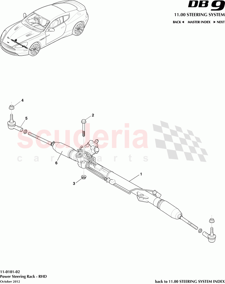 Power Steering Rack - RHD of Aston Martin Aston Martin DB9 (2013-2016)