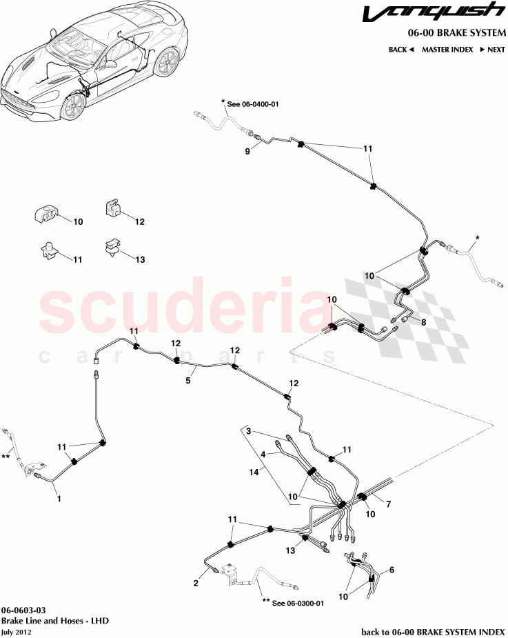 Brake Line and Hoses - LHD of Aston Martin Aston Martin Vanquish (2012+)