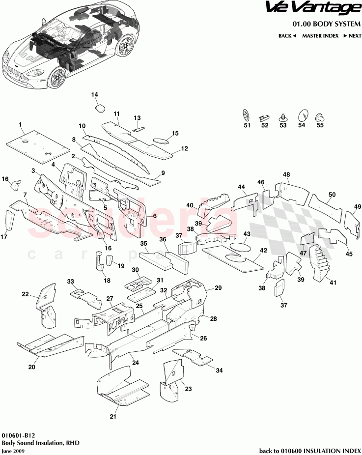 Body Sound Insulation (RHD) of Aston Martin Aston Martin V12 Vantage