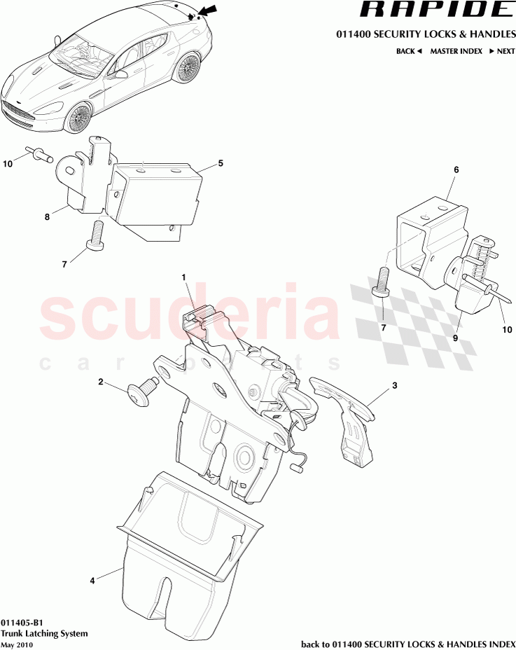 Trunk Latching System of Aston Martin Aston Martin Rapide