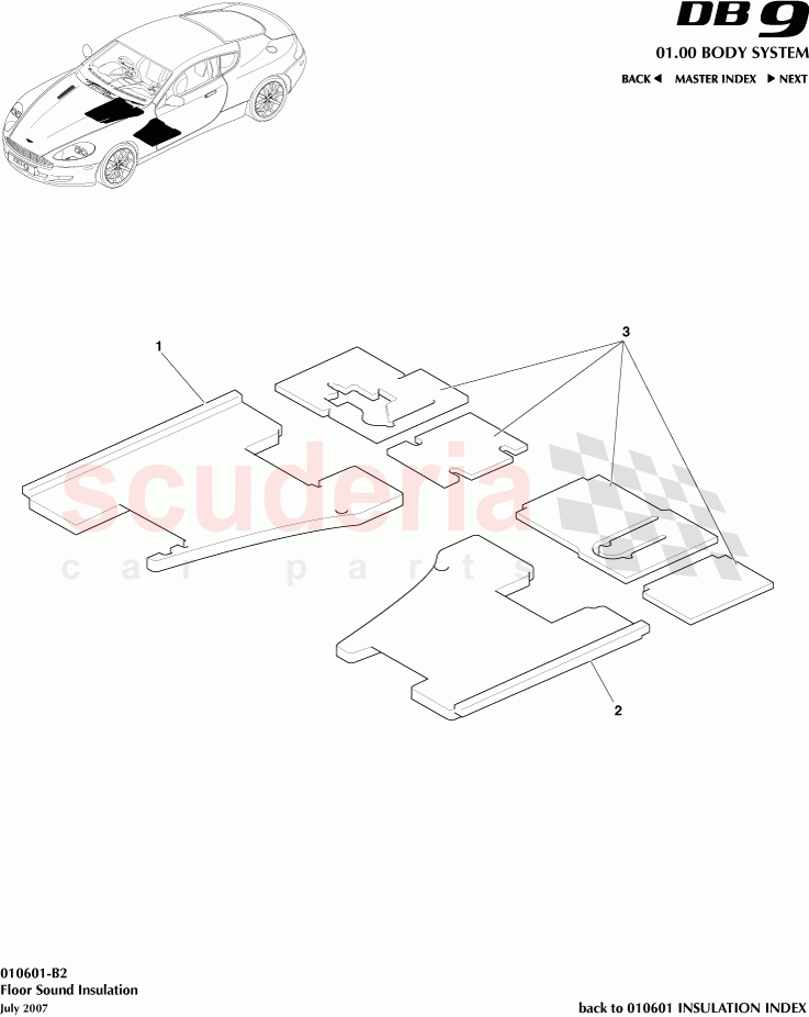 Floor Sound Insulation of Aston Martin Aston Martin DB9 (2004-2012)