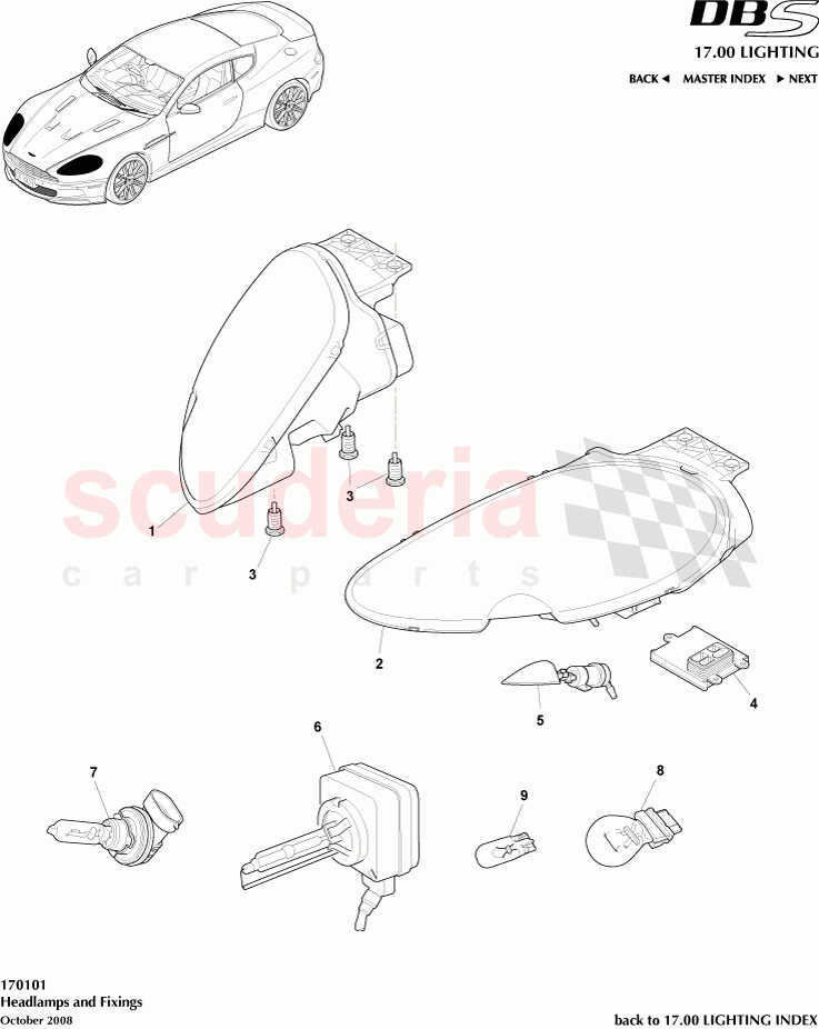 Headlamps and Fixings of Aston Martin Aston Martin DBS V12