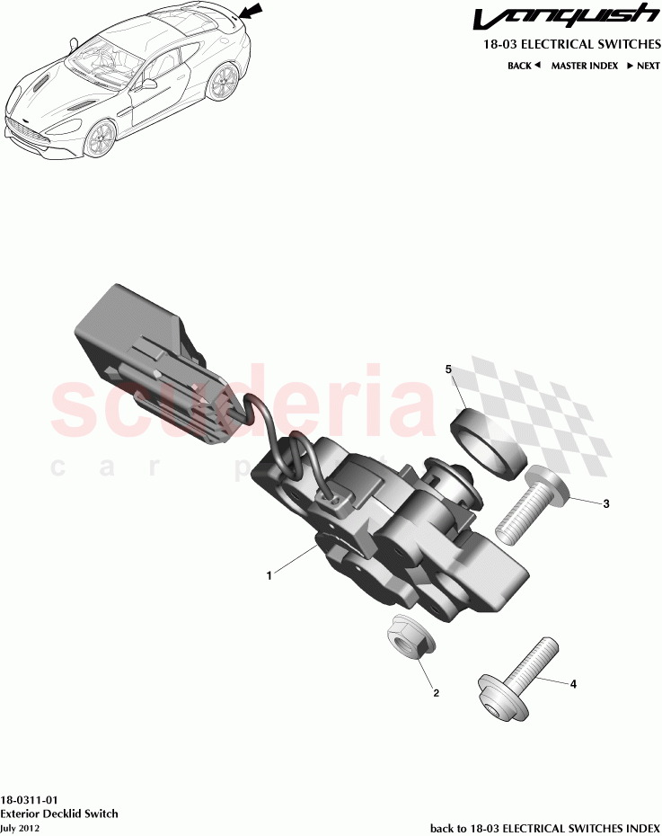 Exterior Decklid Switch of Aston Martin Aston Martin Vanquish (2012+)