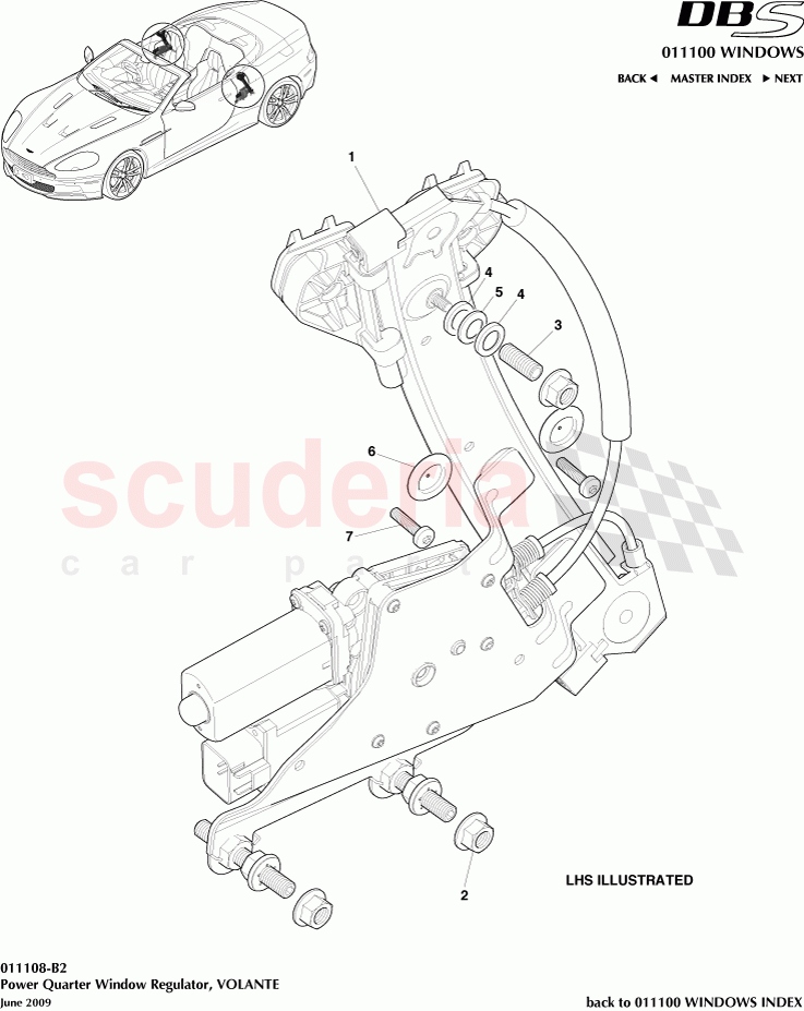 Power Quarter Window Regulator (Volante) of Aston Martin Aston Martin DBS V12