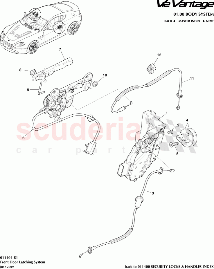 Front Door Latching System of Aston Martin Aston Martin V12 Vantage