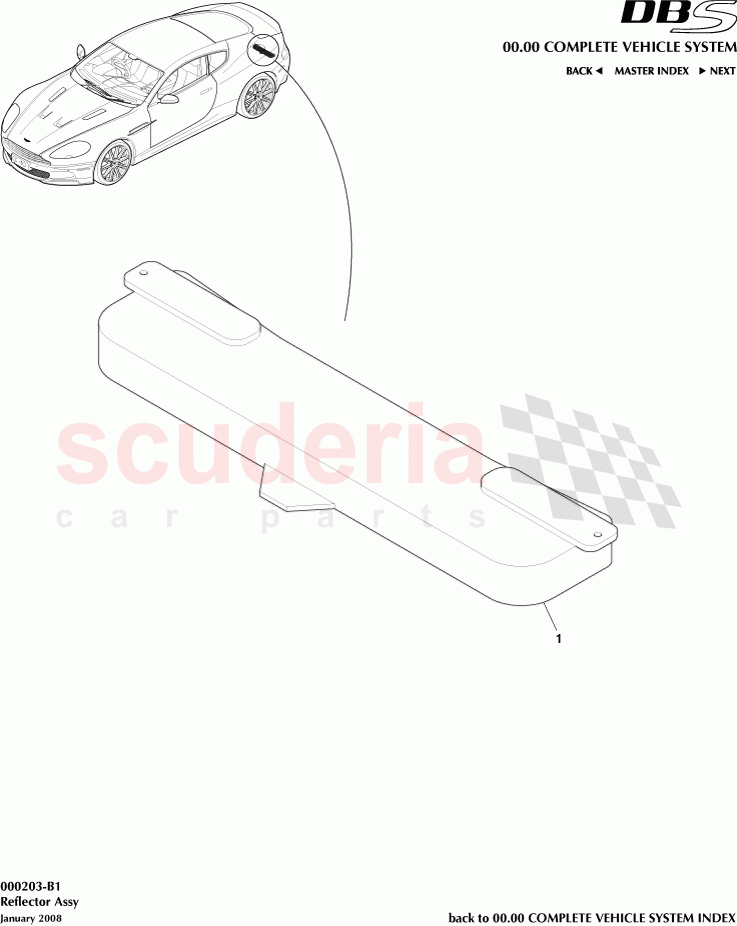 Reflector Assembly of Aston Martin Aston Martin DBS V12