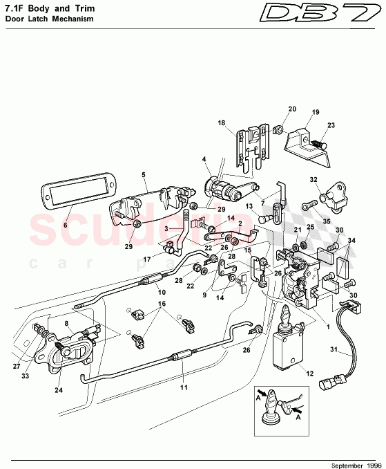 Door Latch Mechanism of Aston Martin Aston Martin DB7 (1997)