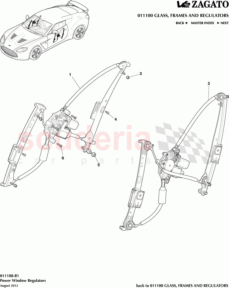 Power Window Regulators of Aston Martin Aston Martin V12 Zagato