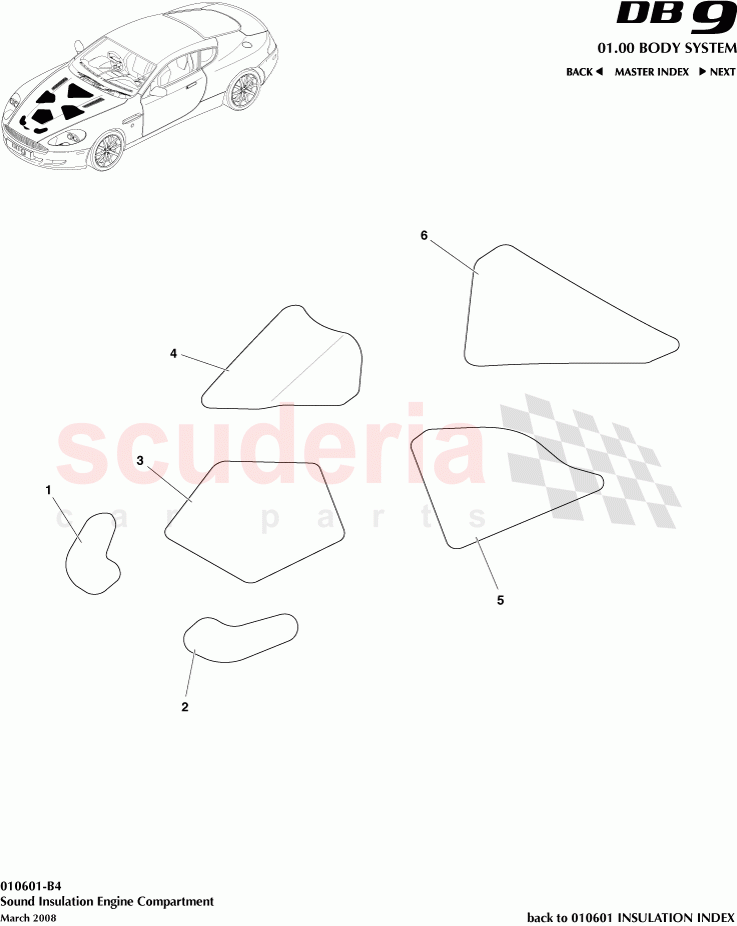 Sound Insulation Engine Compartment of Aston Martin Aston Martin DB9 (2004-2012)