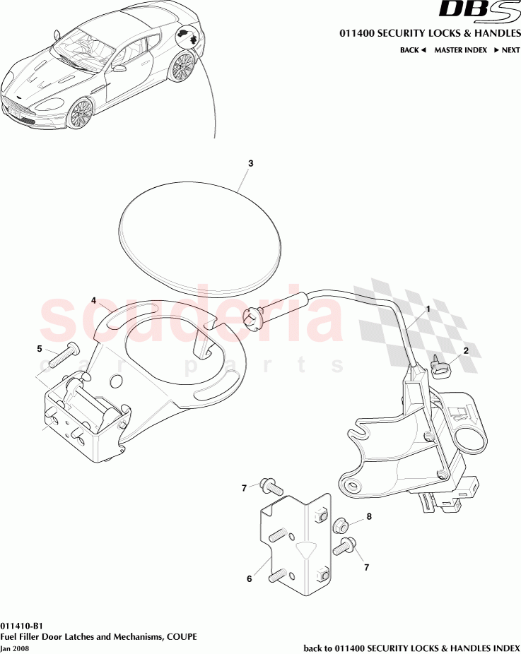 Fuel Filler Door Latches and Mechanisms (Coupe) of Aston Martin Aston Martin DBS V12