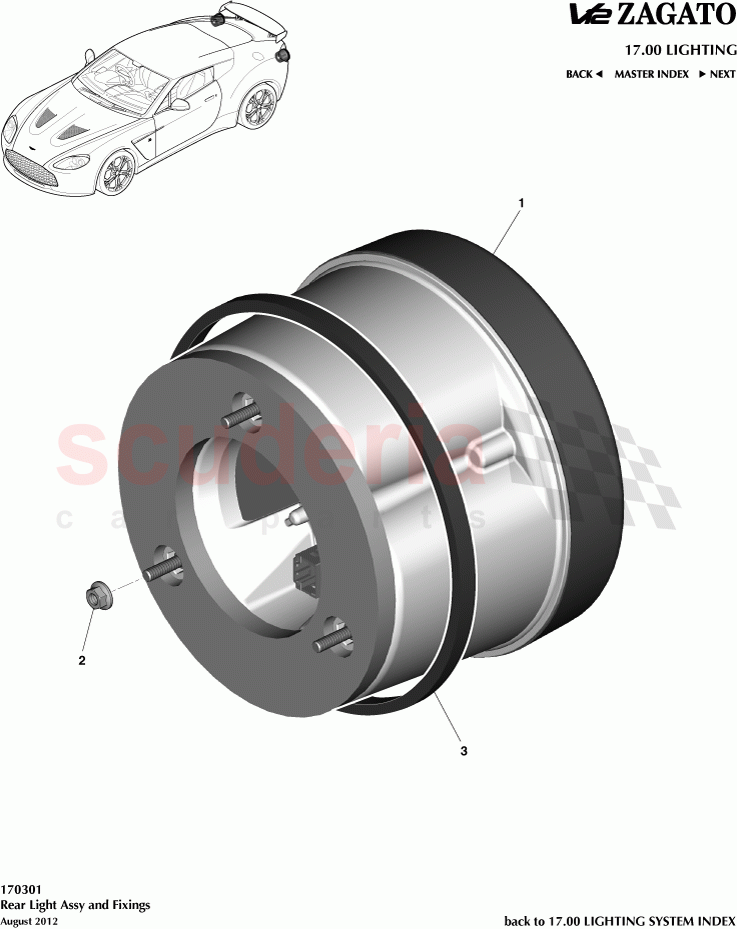 Rear Light Assembly and Fixings of Aston Martin Aston Martin V12 Zagato