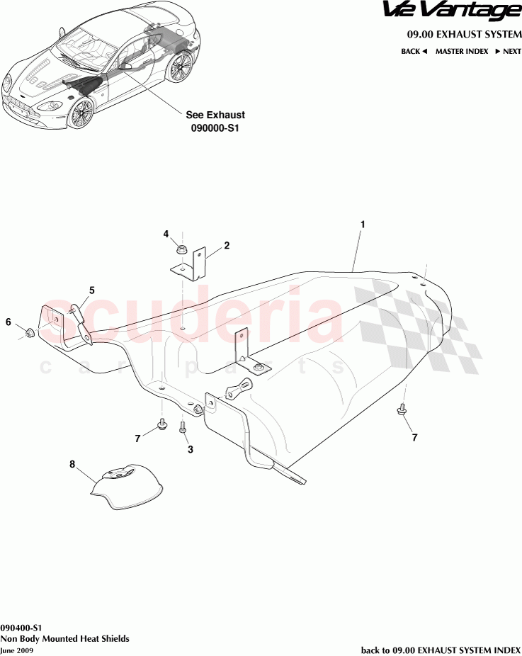 Non Body Mounted Heat Shields of Aston Martin Aston Martin V12 Vantage