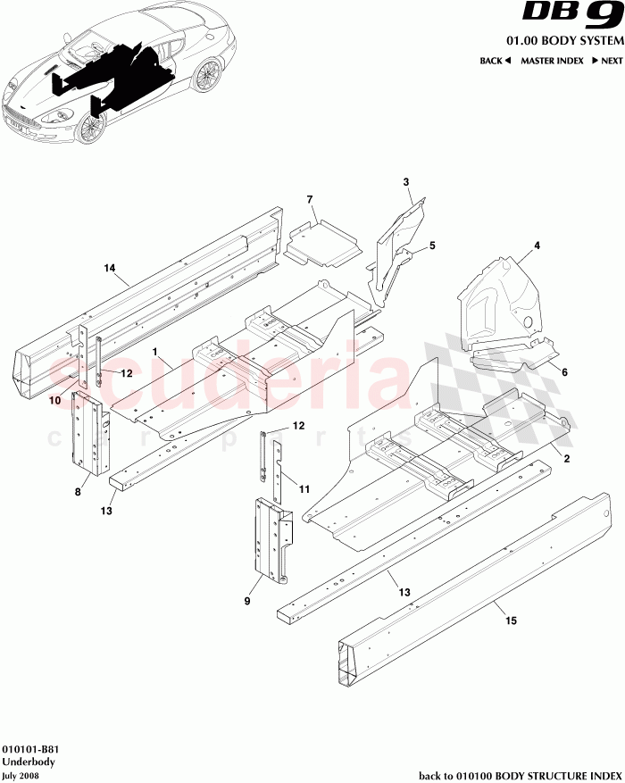 Underbody of Aston Martin Aston Martin DB9 (2004-2012)