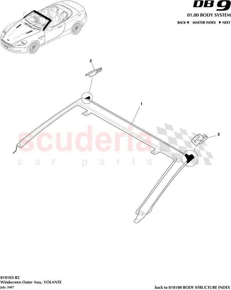 Windscreen Outer Assembly (Volante) of Aston Martin Aston Martin DB9 (2004-2012)