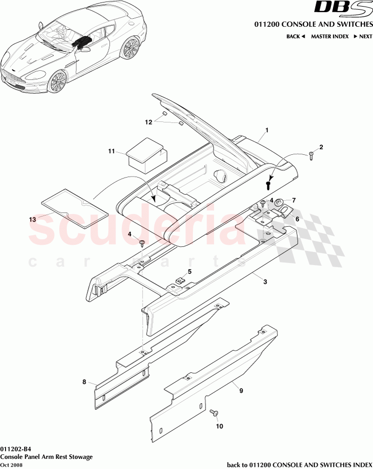 Console Panel Arm Rest Stowage of Aston Martin Aston Martin DBS V12