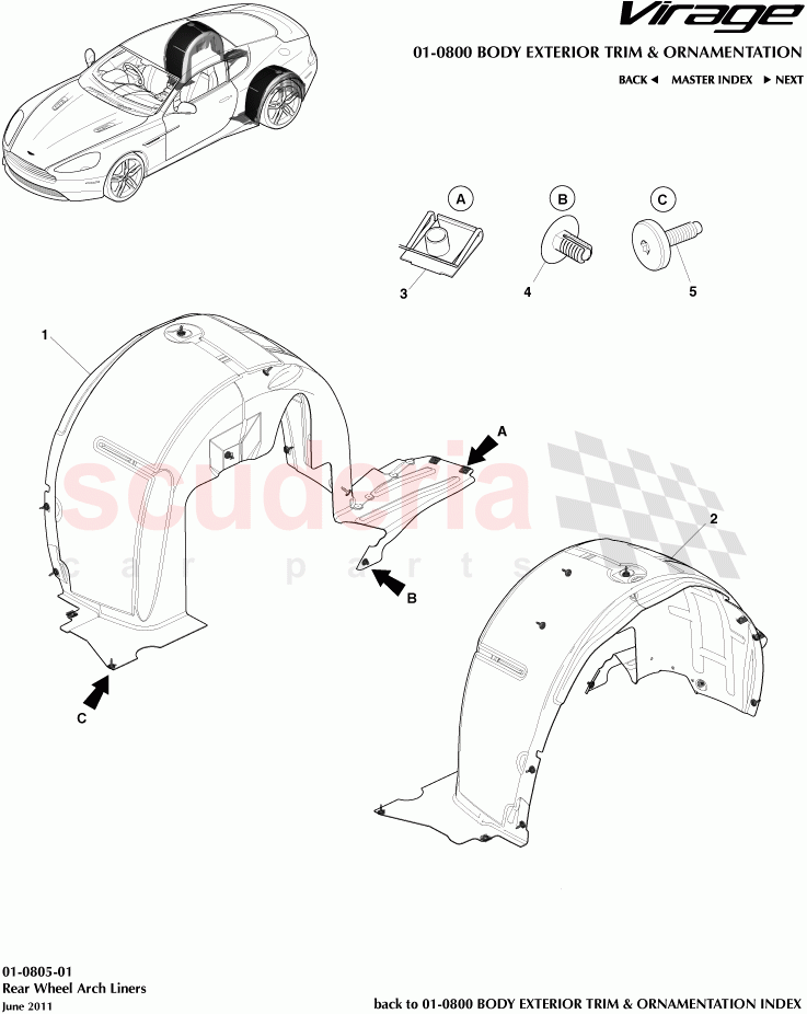 Rear Wheel Arch Liners of Aston Martin Aston Martin Virage