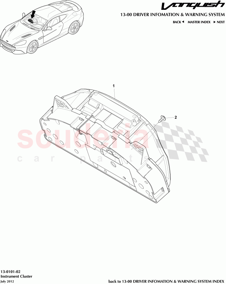 Instrument Cluster of Aston Martin Aston Martin Vanquish (2012+)