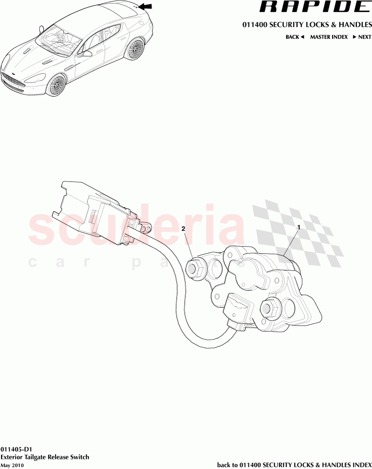 Exterior Tailgate Release Switch of Aston Martin Aston Martin Rapide