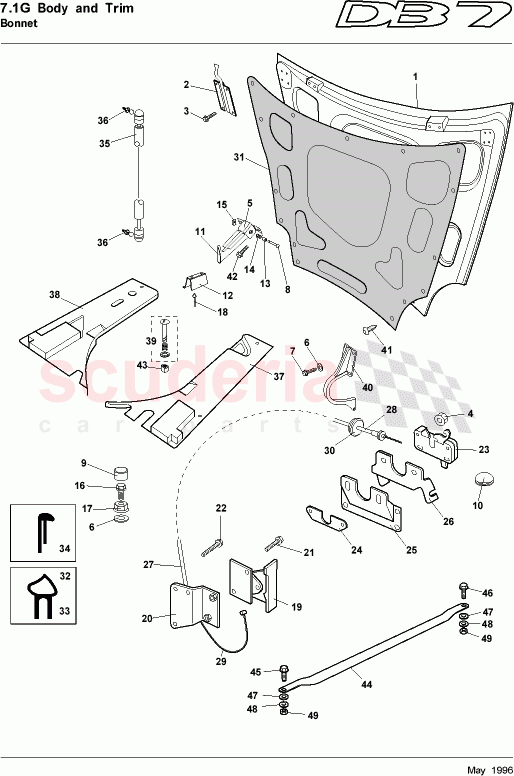 Bonnet of Aston Martin Aston Martin DB7 (1997)