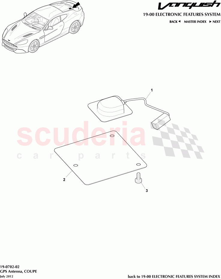 GPS Antenna, COUPE of Aston Martin Aston Martin Vanquish (2012+)