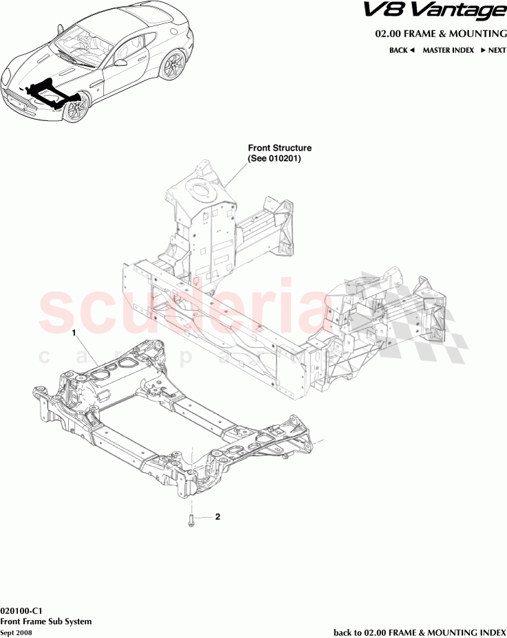 Front Frame Sub System of Aston Martin Aston Martin V8 Vantage