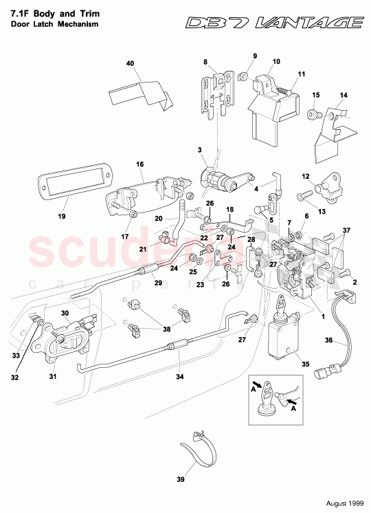 Door Latch Mechanism of Aston Martin Aston Martin DB7 Vantage