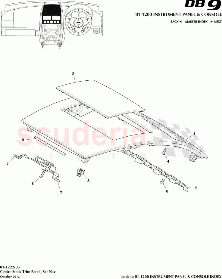 Centre Stack Trim Panel, Sat Nav of Aston Martin Aston Martin DB9 (2013-2016)