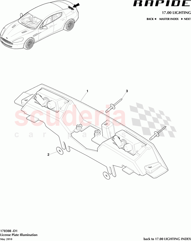 License Plate Illumination of Aston Martin Aston Martin Rapide