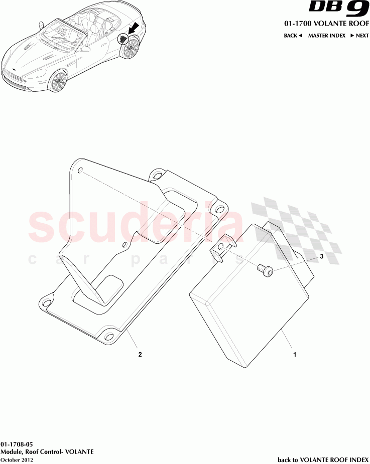 Module, Roof Control- VOLANTE of Aston Martin Aston Martin DB9 (2013-2016)