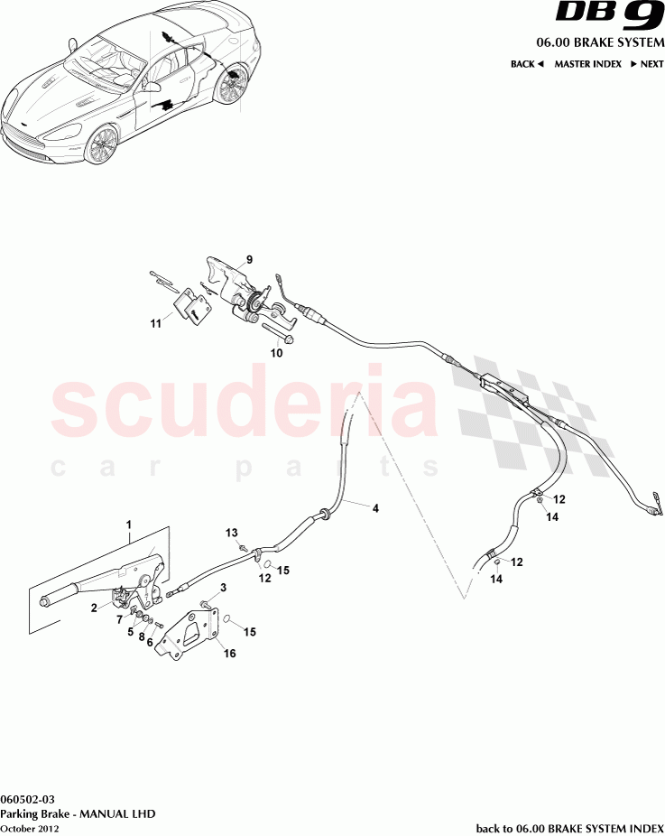 Parking Brake - MANUAL LHD of Aston Martin Aston Martin DB9 (2013-2016)