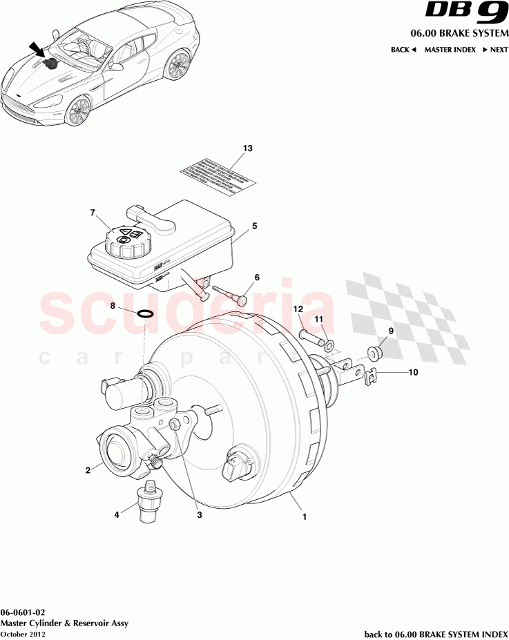 Master Cylinder & Reservoir Assembly of Aston Martin Aston Martin DB9 (2013-2016)