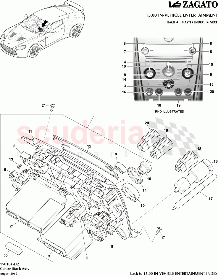 Centre Stack Assembly of Aston Martin Aston Martin V12 Zagato