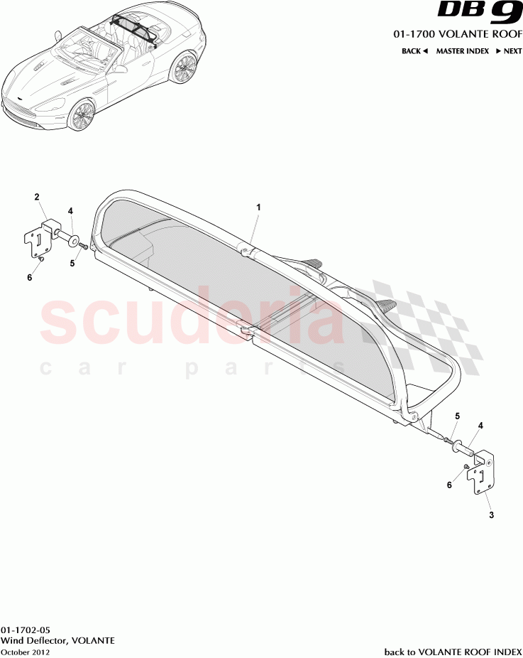 Wind Deflector, VOLANTE of Aston Martin Aston Martin DB9 (2013-2016)