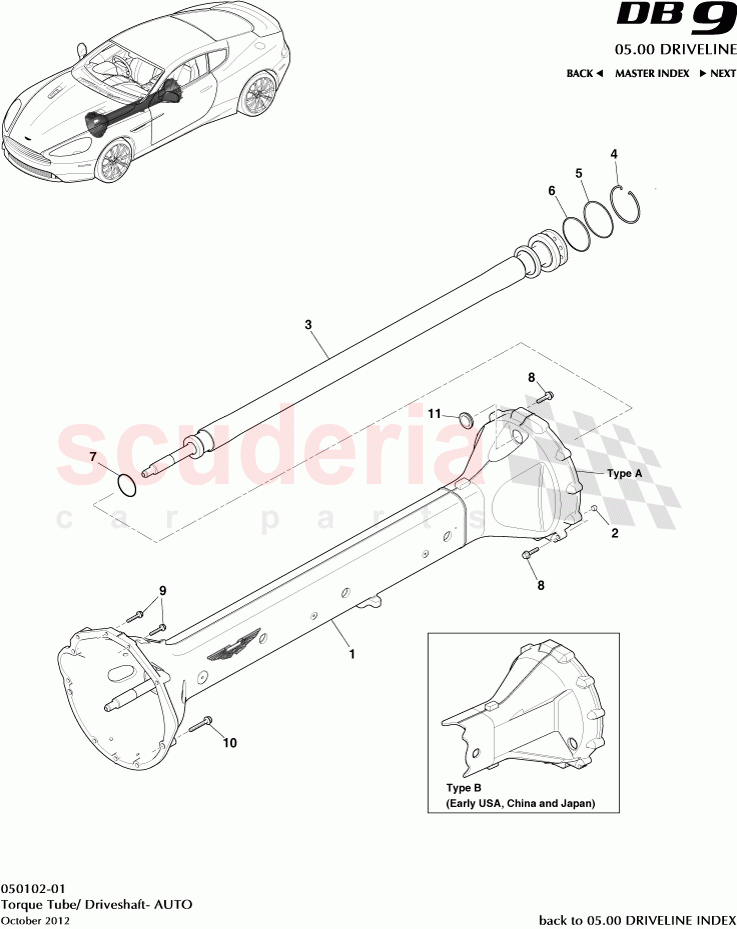 Torque Tube/ Driveshaft- AUTO of Aston Martin Aston Martin DB9 (2013-2016)