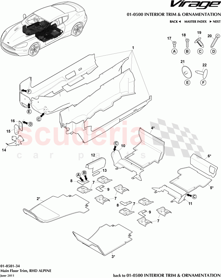 Main Floor Trim (RHD) ALPINE of Aston Martin Aston Martin Virage